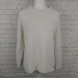 Ellen Tracy White Ribbed Metallic Sweater Size L